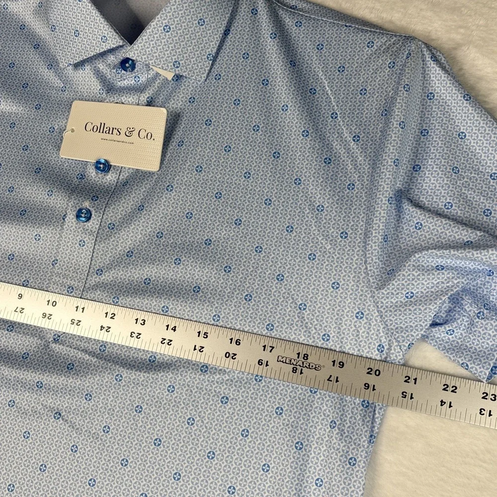 Collars and Co NWT Semi-Spread Collar Polo Medallion Sky Blue - Size Medium - Picture 4 of 7